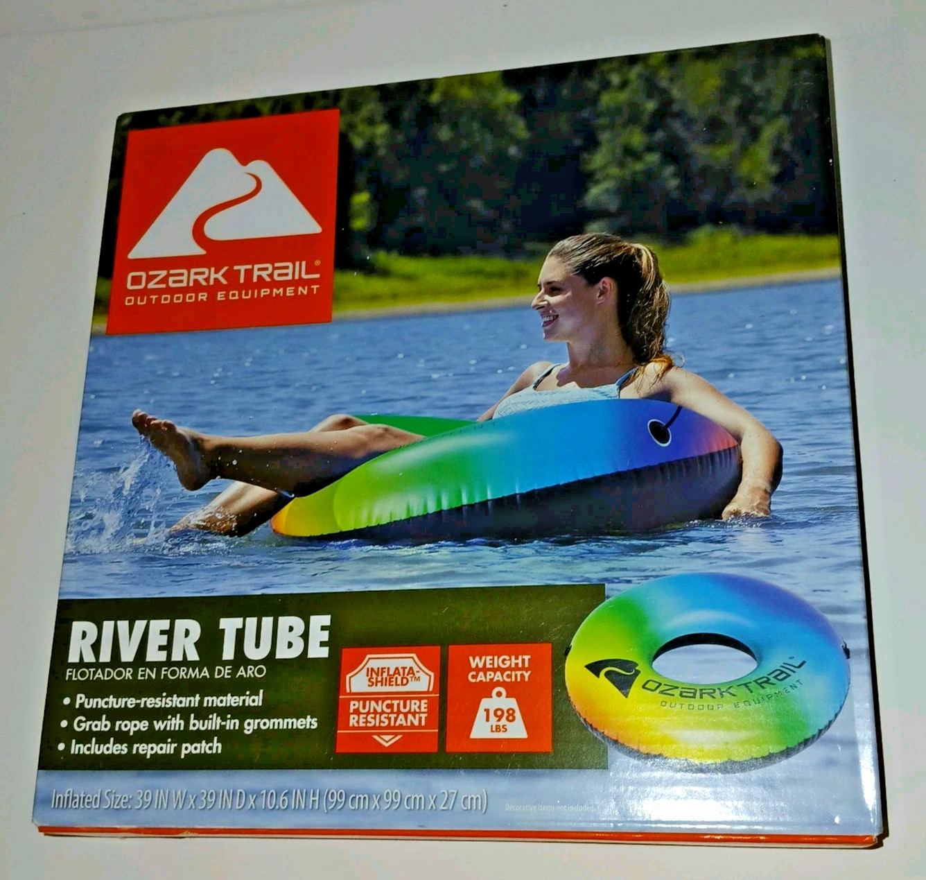 Ozark Trail River Tube Inflatable Float Rainbow 39" Heavy-Duty Pool Lake Tube