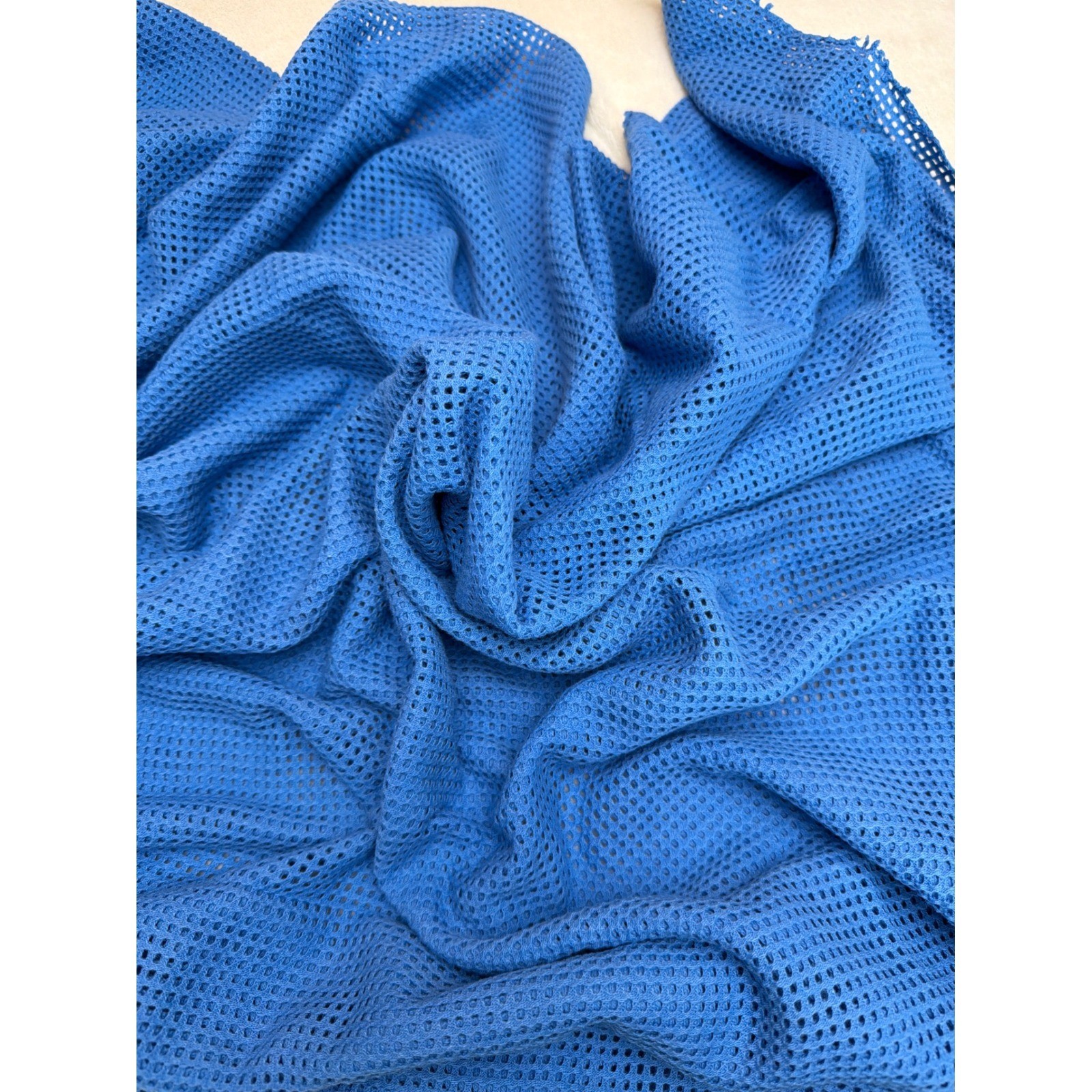 Blue Waffle Knit Fabric ~ Lot of 2 Meters ~ Lightweight , 2 way Stretch apparel