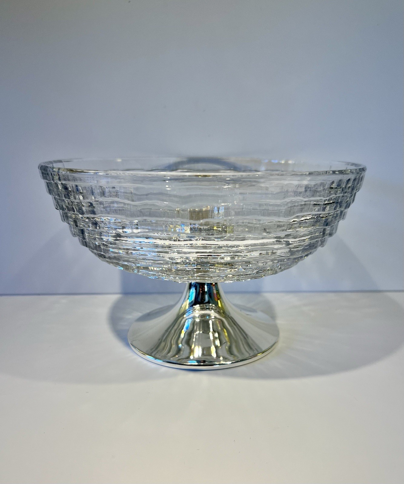 Vintage West German Crystal Heavy Pedestal Bowl With Aluminum Base 5.75” H
