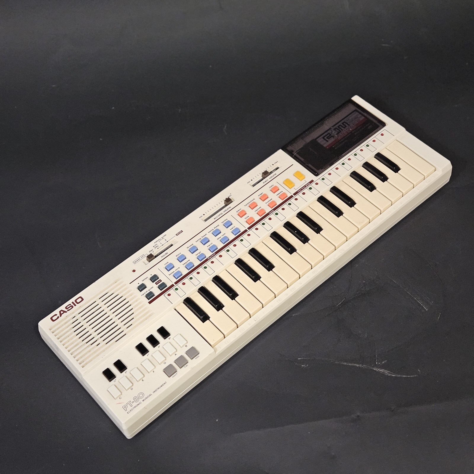 Vintage Casio PT-80 Mini Synth Electronic Keyboard Rom Pack RO-551 Tested Works