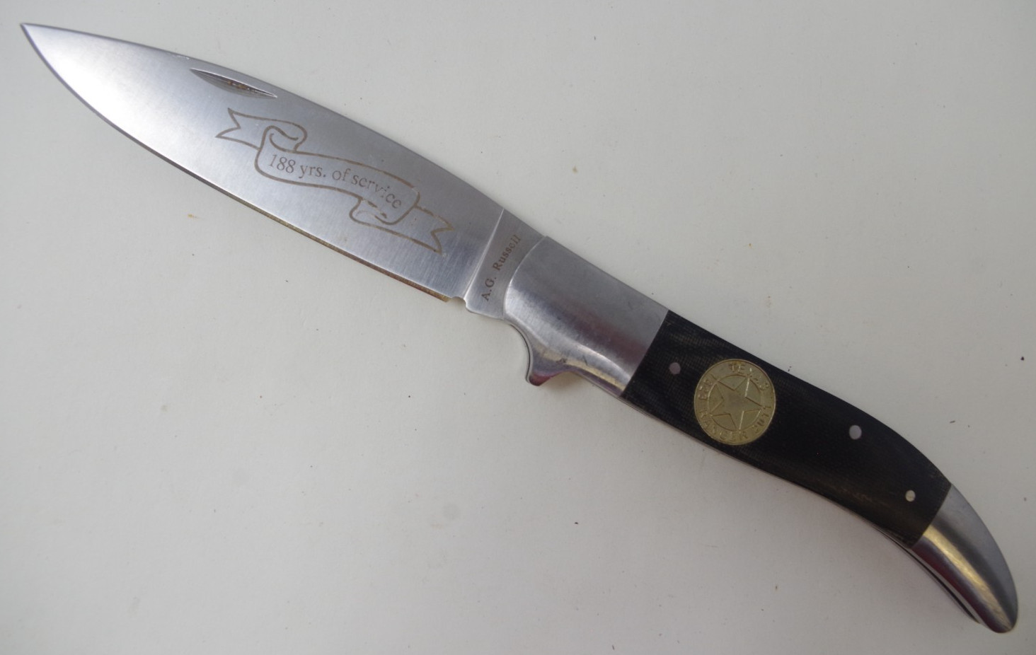 A.G. Russell Texas Ranger Subhilt Toothpick Micarta Knife 2011 - TSA Auction
