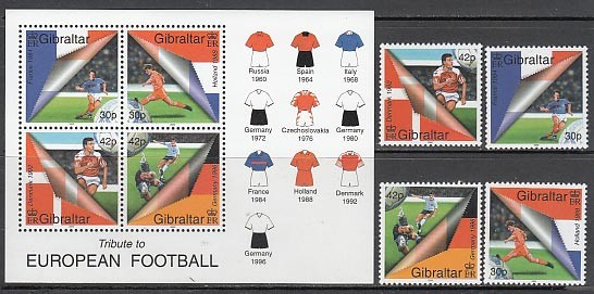 Gibraltar - Mail 2000 Yvert 906/9+H.38 ** MNH Football