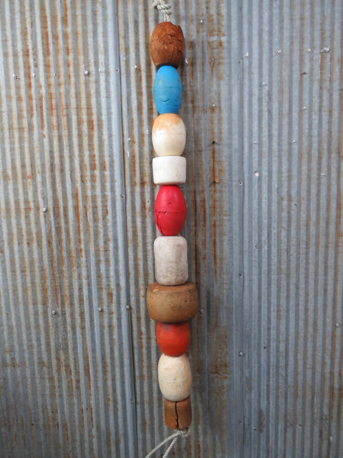 10 Old Fish Net Floats 47 Inches Long Fishing Buoys Bouys Tiki Hut Bar  (SF373)