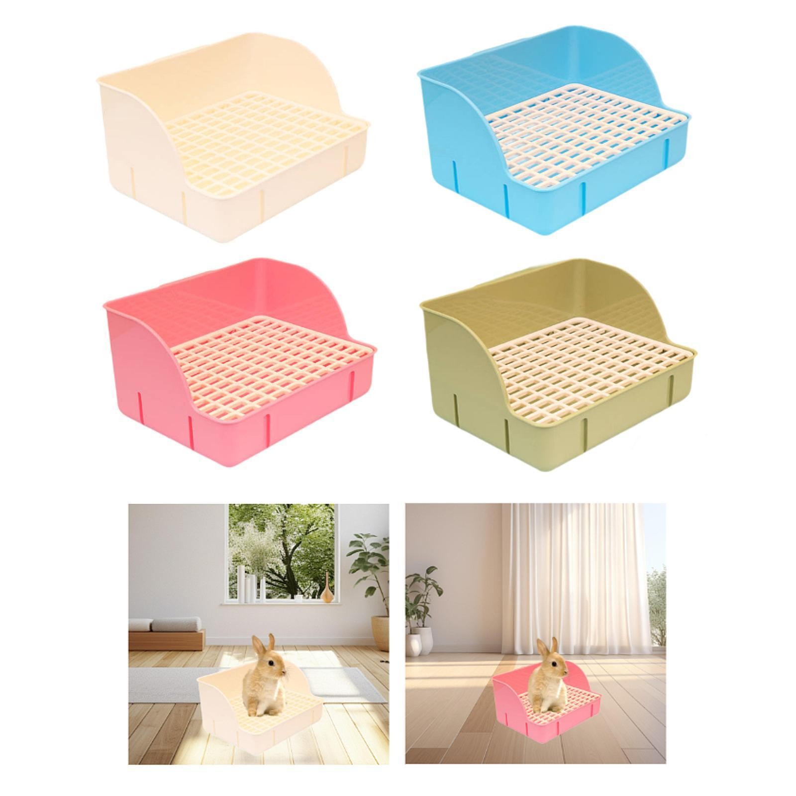 Pet Rabbit Litter Pan Small Animal Toilet Mesh Bottom Toilet