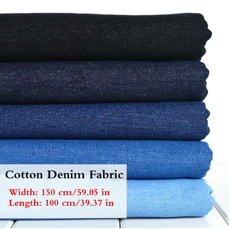 100% Cotton Denim Fabric Jeans Washing Cloth Pants Shirt Quilting Sewing DIY