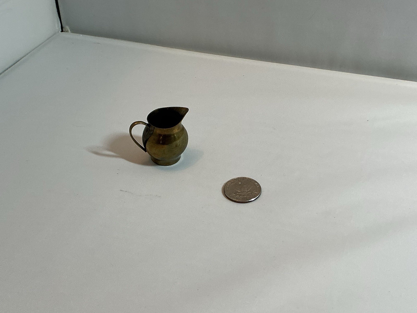 Miniature Brass Creamer Pitcher Dollhouse Kitchen Tea Set China Vintage