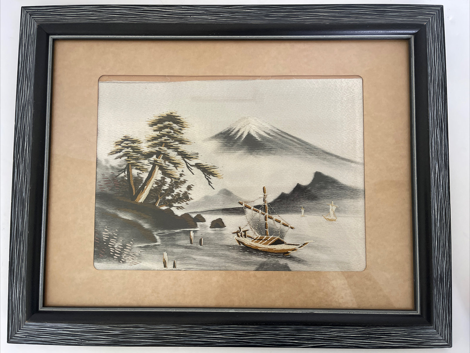 Crewel Vietnam Landscape Mountain Seascape Silk Embroidery Needlework 14x18”