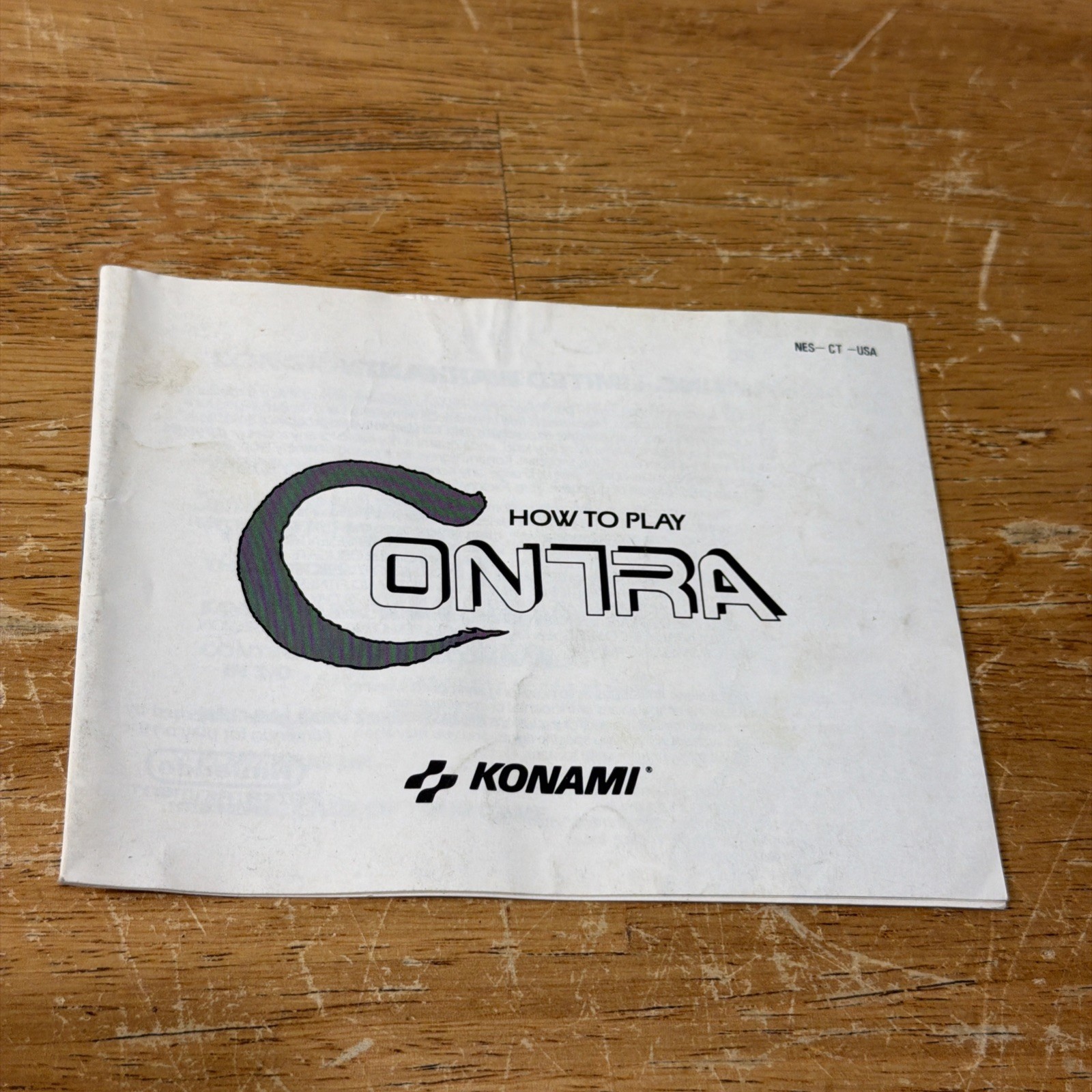 Nintendo NES Manual Only Contra NES-CT-USA Has Wear