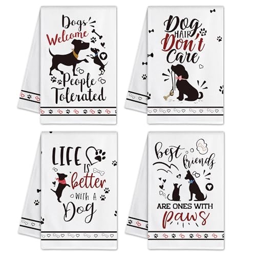  Dish Towels and Dish Cloths Mom Gifts for Women Lovers, Funny Kitchen Hand Dog