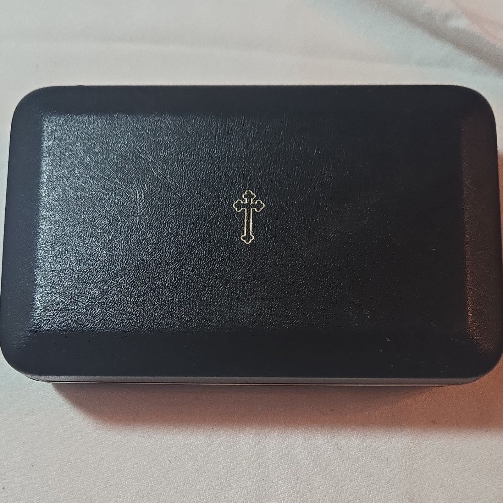 Portable Communion Set Glass Cups Bottle Tray Black Case with Cross inc oil