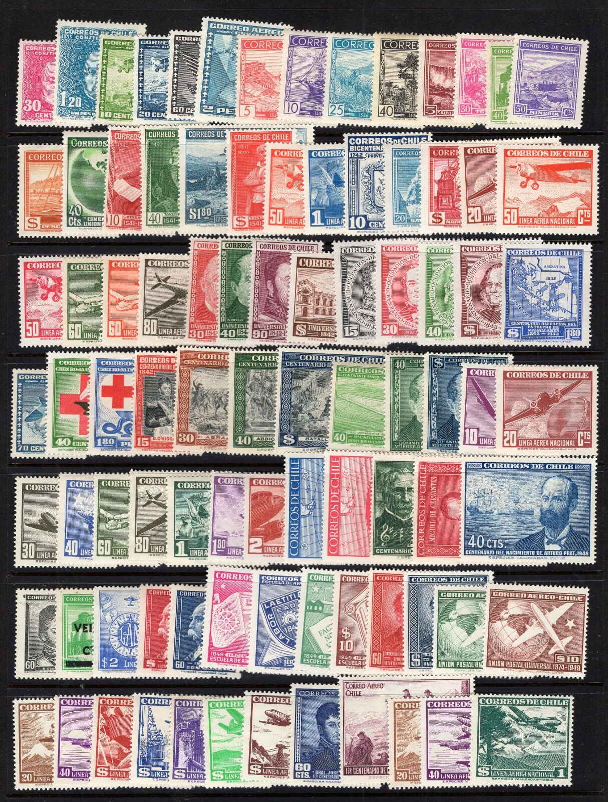 CHILE fantastic lot 250 MNH different stamps flawless must see NO RESERVE