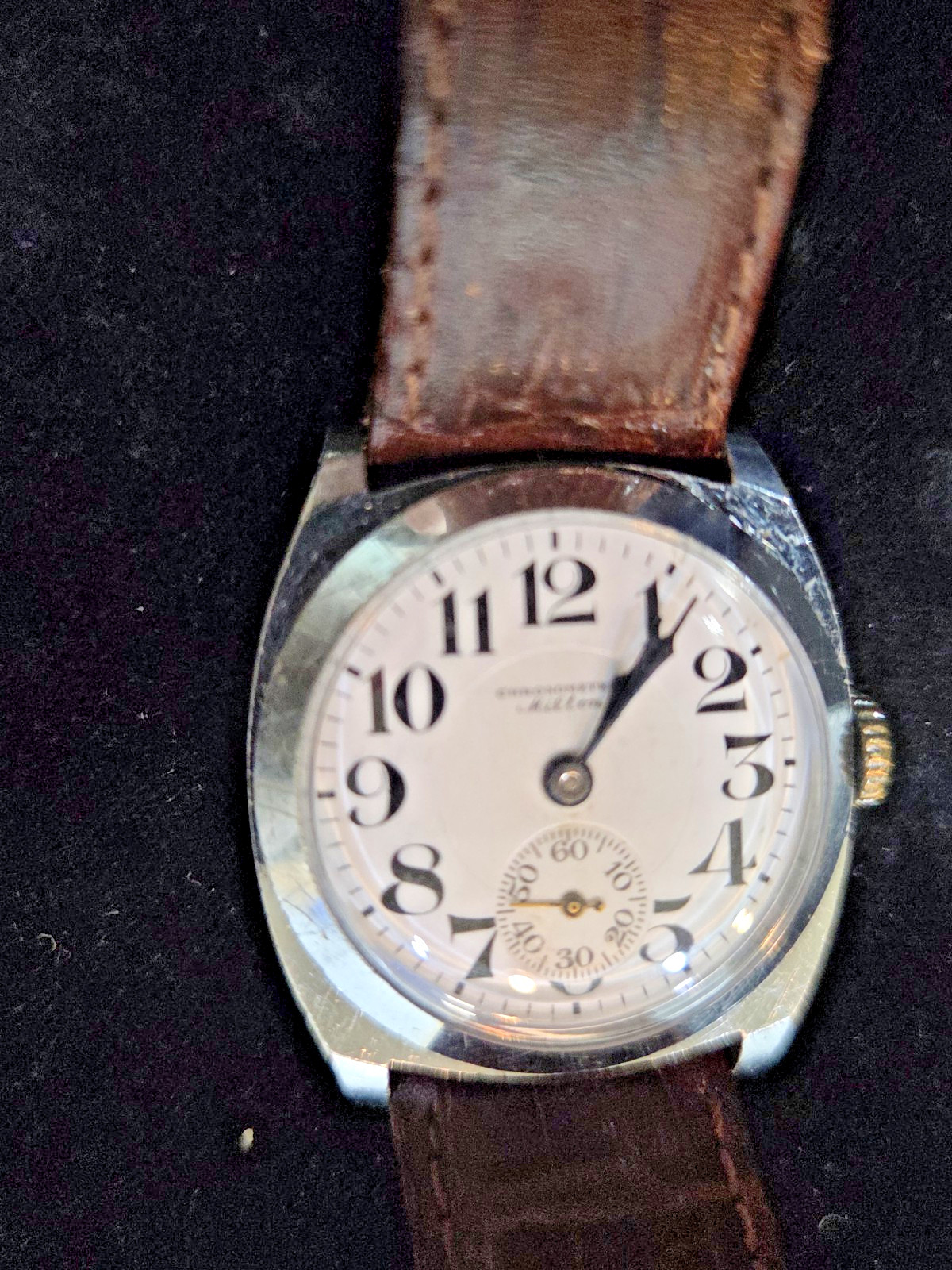 ANTIQUE WRIST WATCH MILTON CHRONOMETER ART DECO TRENCH STYLE 56594 WWI ERA SWISS