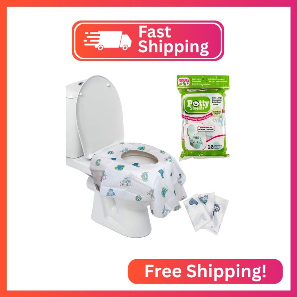 Potty Shields Toilet Seat Covers Disposable (12 Pack) - XL Waterproof Toilet Cov