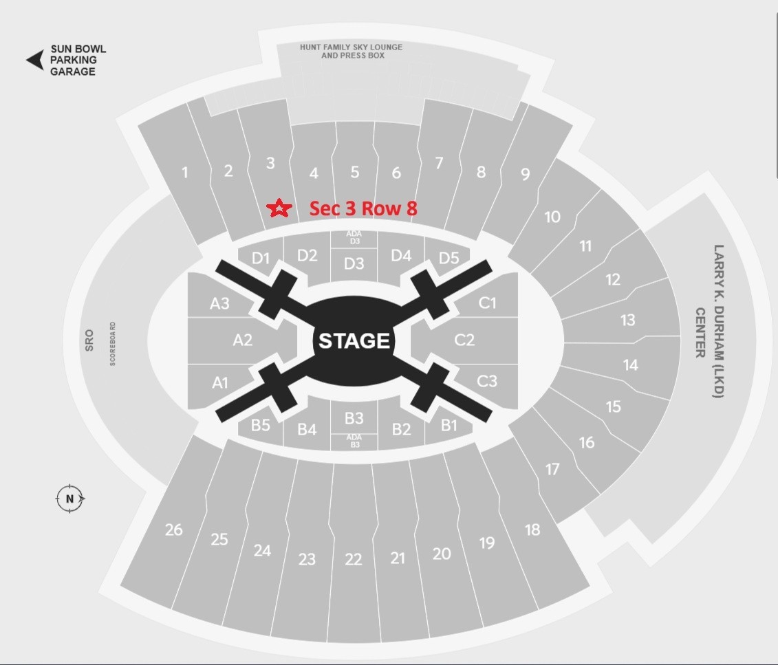 SEC 3 ROW 8 - 2 BTS TICKETS Sat 5/2 - 2026 ARIRANG TOUR El Paso Sun Bowl Stadium