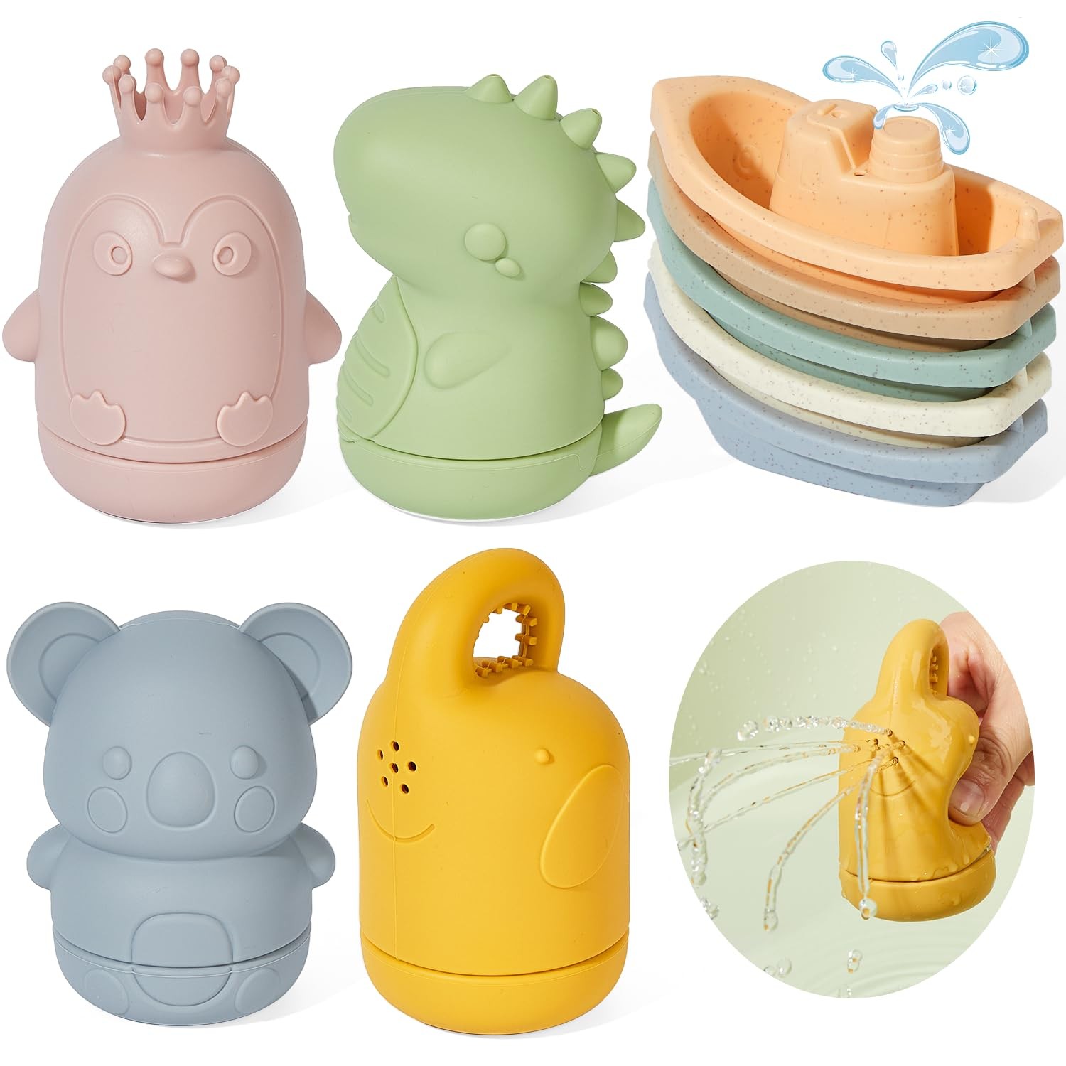 Baby Bath Toys 9PCS Mold Free Bath Toys for Babies 6-12 Months Bathtub Water ...