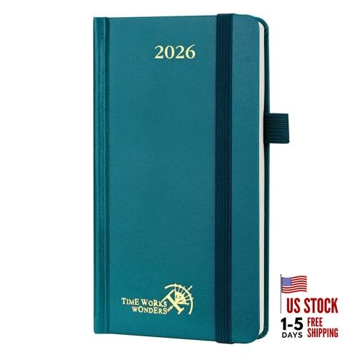  2026 Pocket 3.5" x 6.5" Pacific Green Weekly Layout & Jan.2026 - Dec.2026