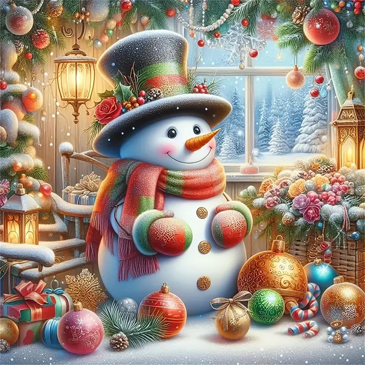 Christmas Snowman Ball Window 13.8 inches x inches, 