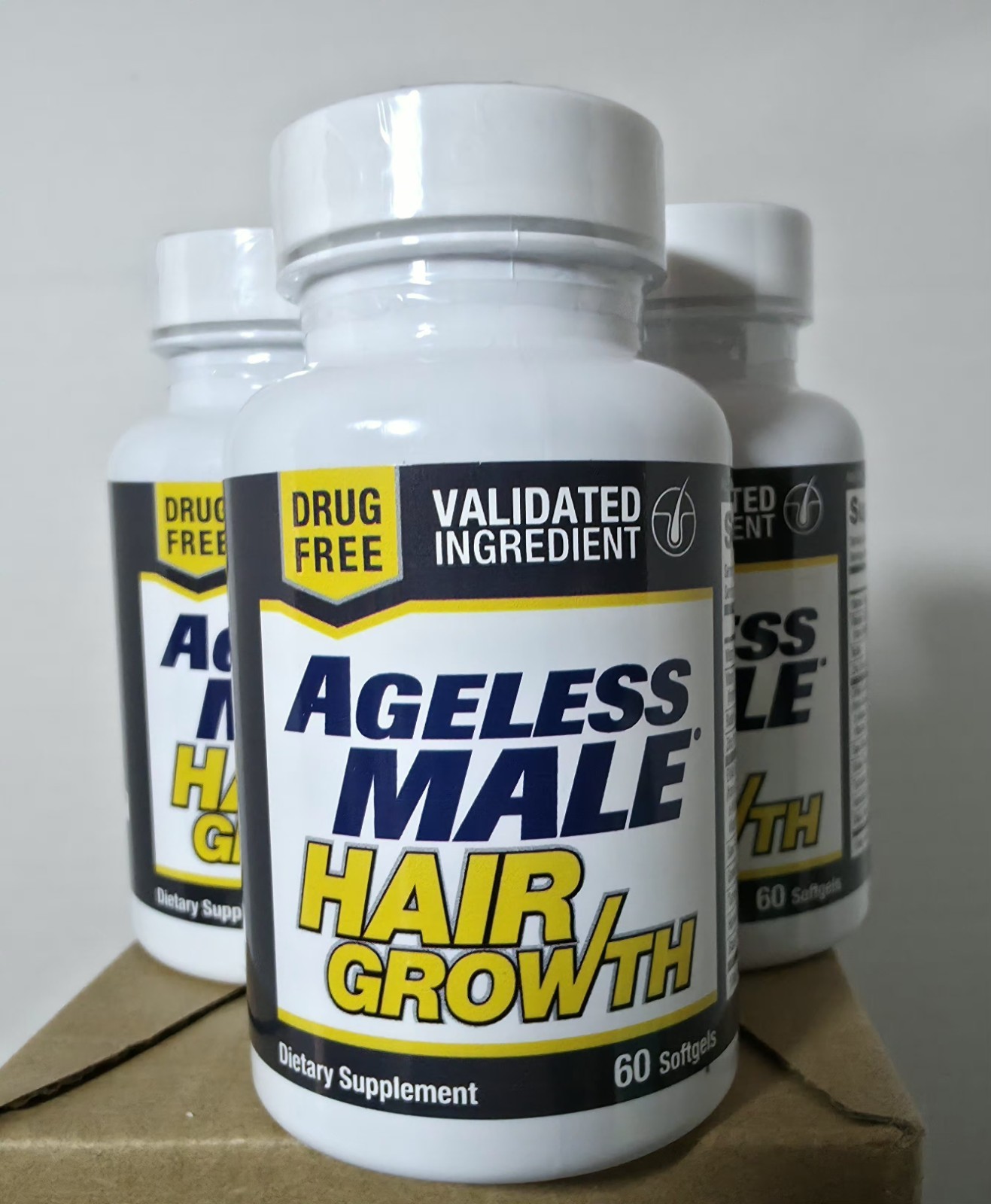 Lot Of 3- Ageless Male Hair Growth • 60 Ct. • Drug Free • EXP. 12/26