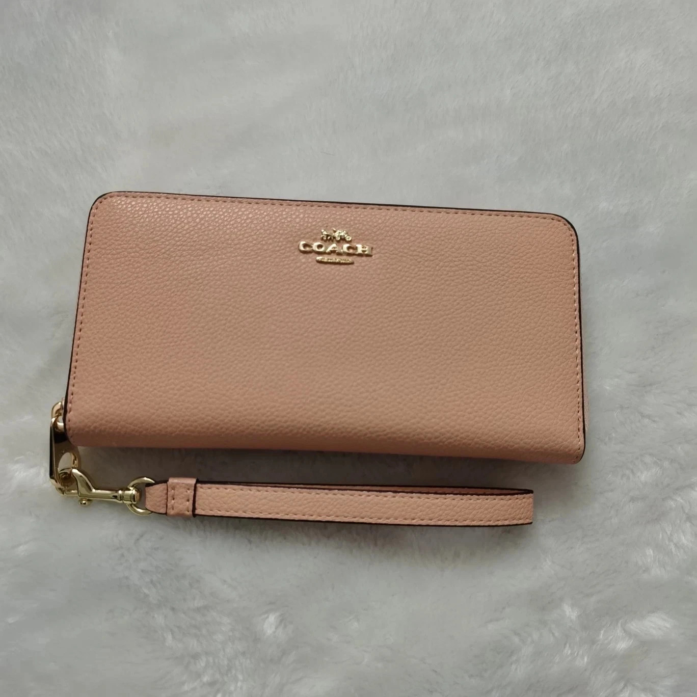 New Coach C4451 Long Zip Around Wallet Pink/Brown Leather Outlet from Japan