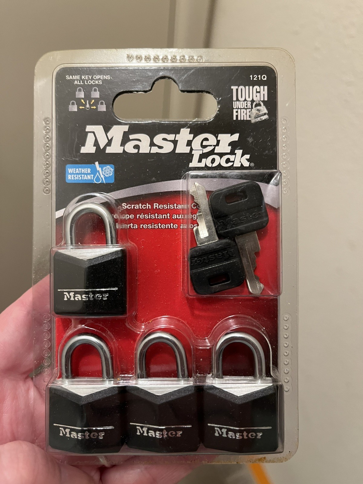 Master Lock 4 Pack Padlock 121Q Covered Solid Body, 3/4in (20mm) Wide W3D