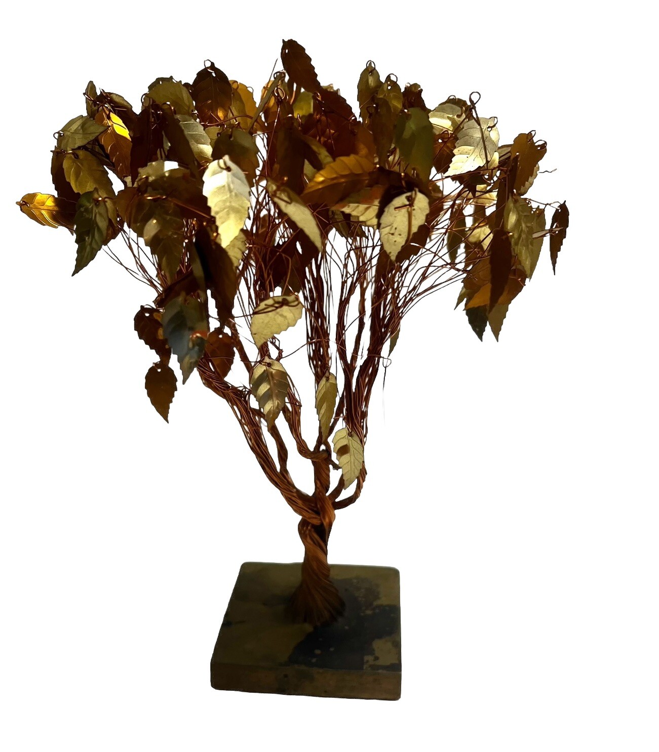 Vintage Fantasy Tree Brass Gold Leaf Twisted Wire Art Sculpture MCM