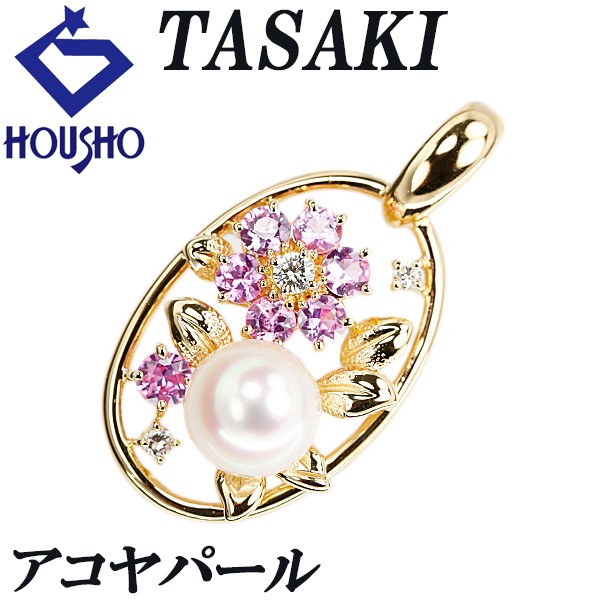 TASAKI Akoya Pearl Pendant Top Diamond Sapphire K18YG TASAKI Flower 903425