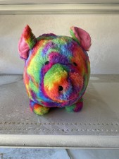 Rainbow Print Plush Jumbo Piggy Bank Coin Bank NO Stopper