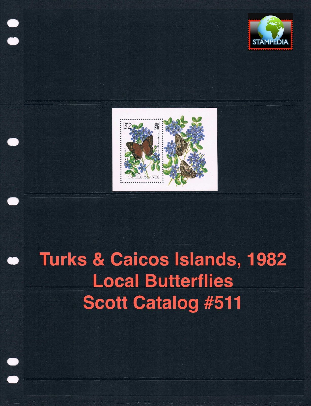 $3.25 Scott Value - 1982 TURKS & CAICOS ISL Butterflies s/s CV MNH NH UMM