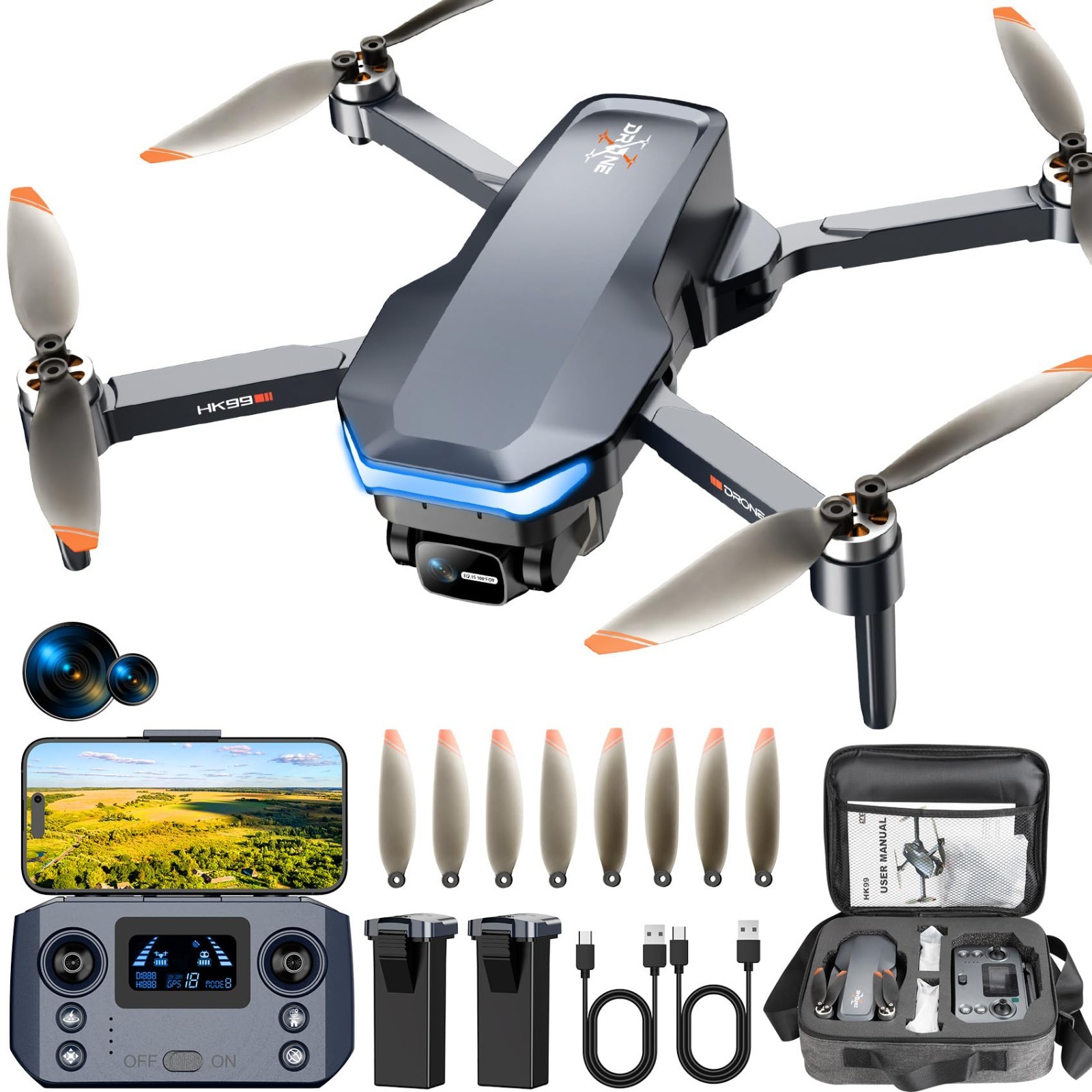 4K Camera GPS Drone, Foldable RC Quadcopter, 48 Min Flight, Auto Return, Follow