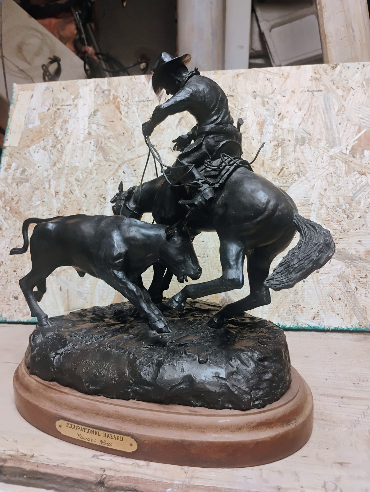 Edward Loytt Bronze Sculpture 1984 “Occupational Hazard” Ltd Ed 3/20 Western Cow