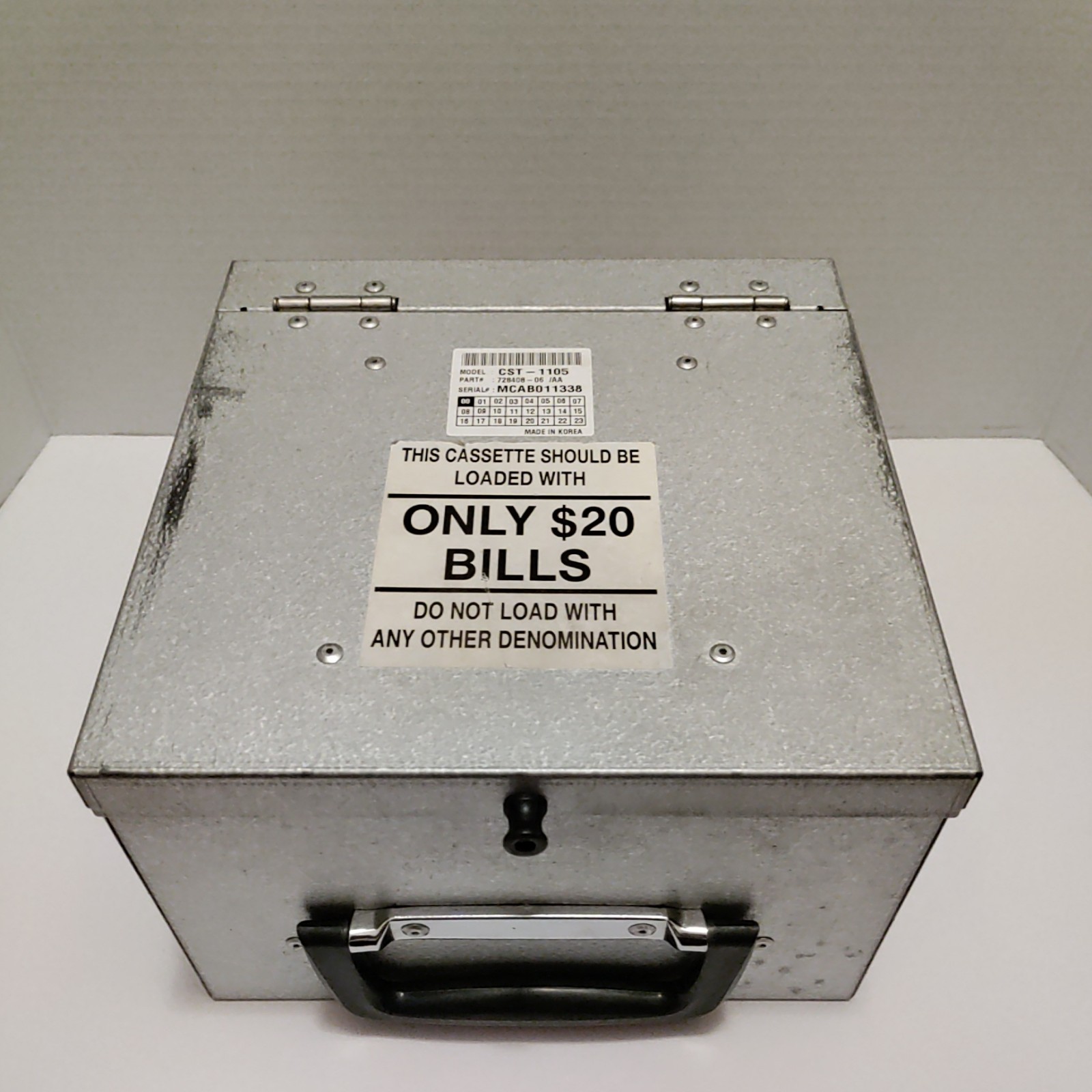 Hyosung  ATM Metal Cash Box Cassette CST-1105 SOLID, ROLLERS - Untested 