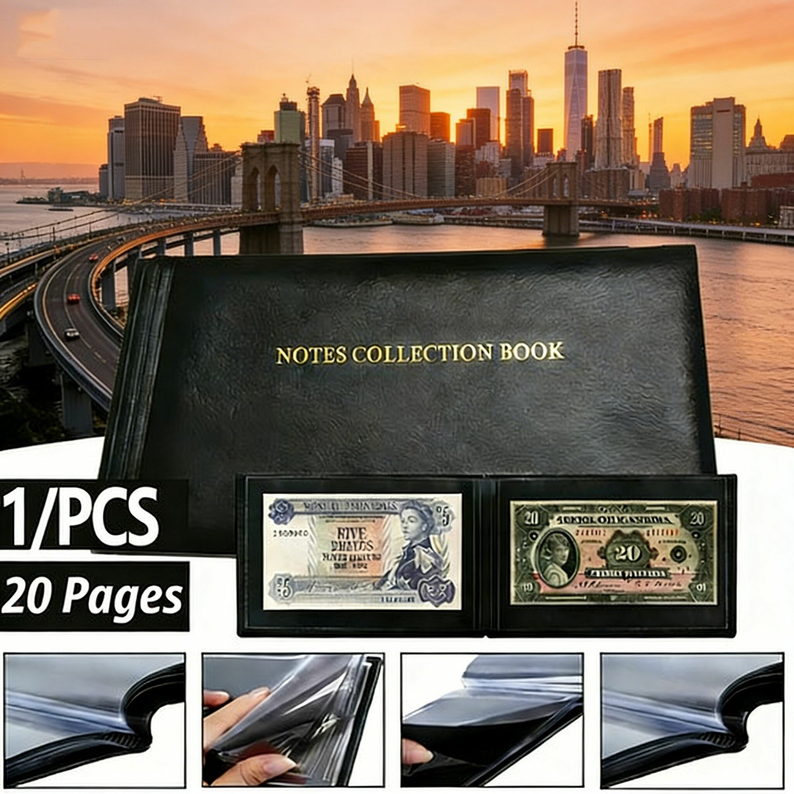 40 Pocket Banknote Book | Premium Leather Currency Album for Collectors