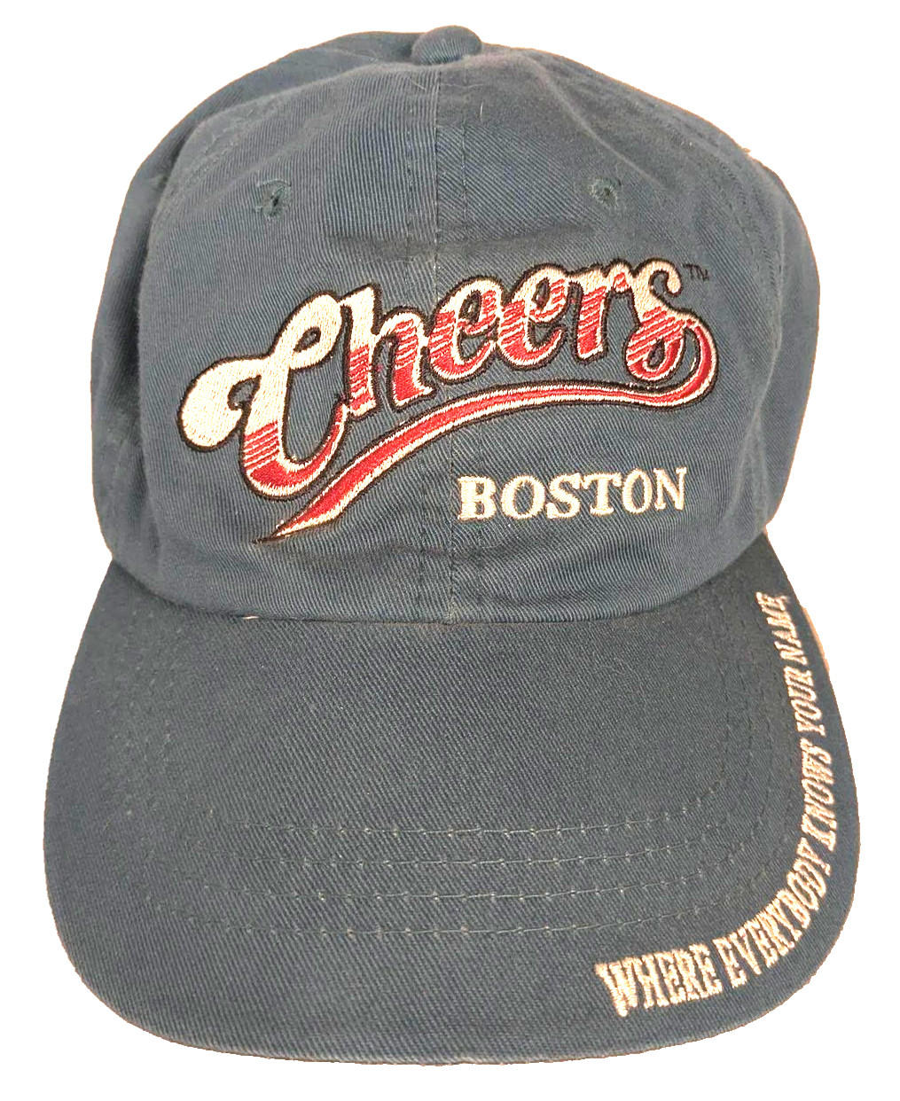 Cheers Boston Baseball Hat Strap Back One Size Blue TV Show Embroidered Slogan