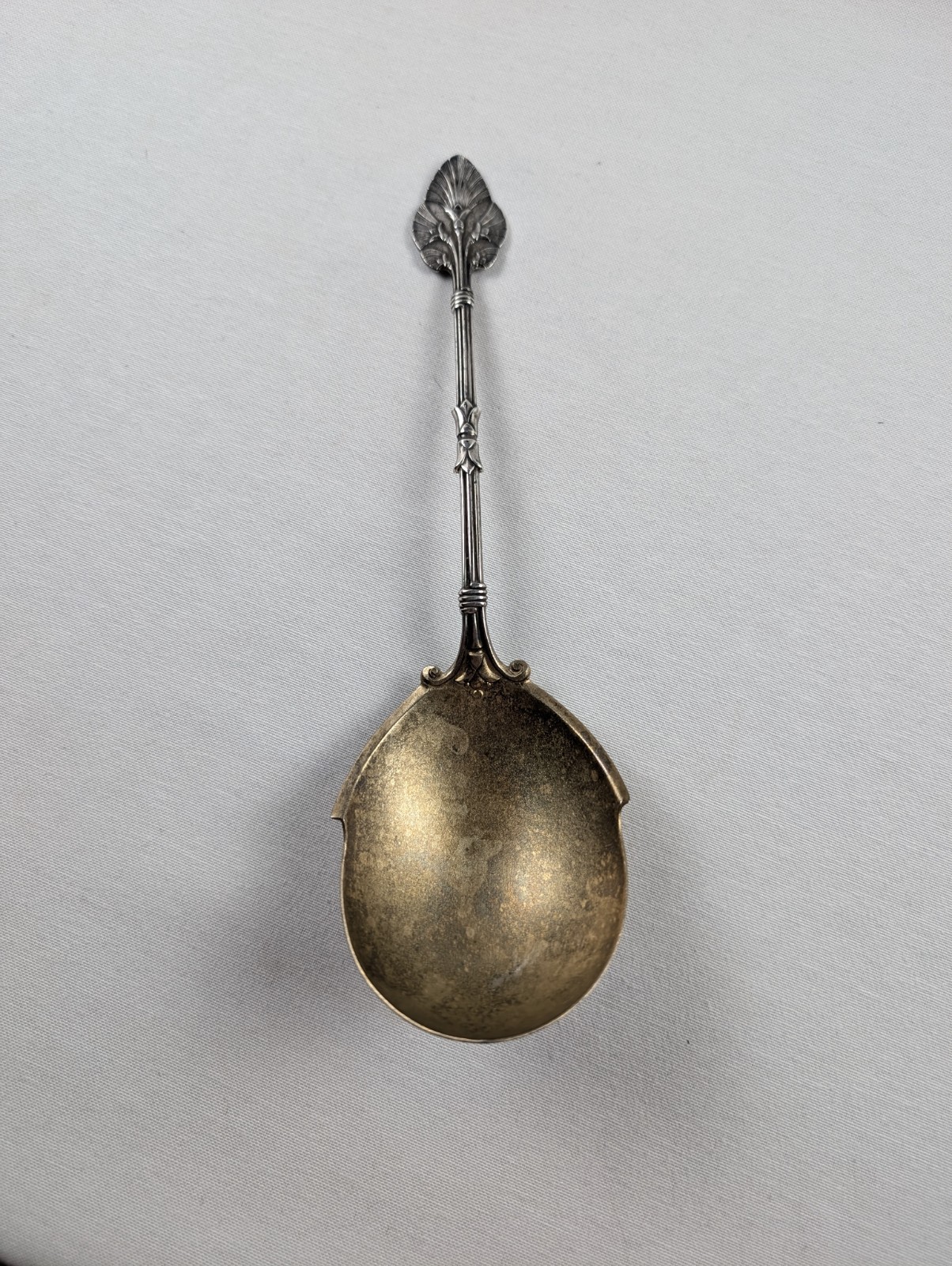 Antique Sterling Silver Lotus Pattern Berry Spoon Gilt Bowl Geo W Riggs 1876