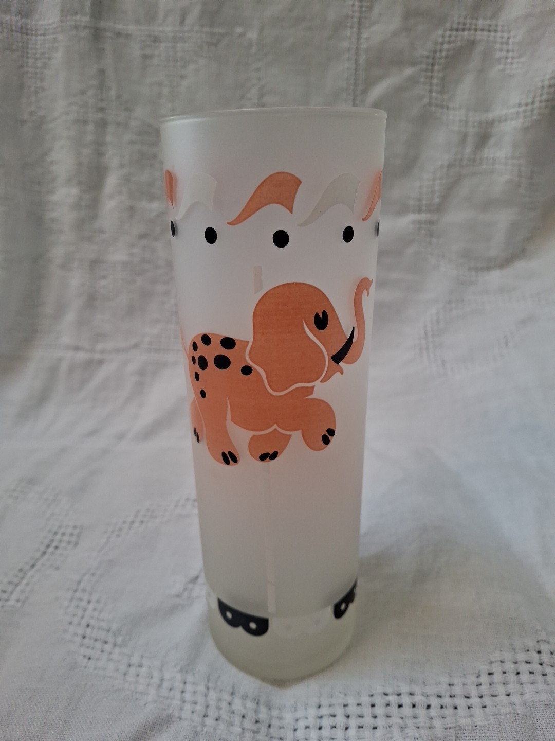 Vintage Libbey  Carousel ELEPHANT Frosted Glasses  Tom Collins Ice Tea 1950's