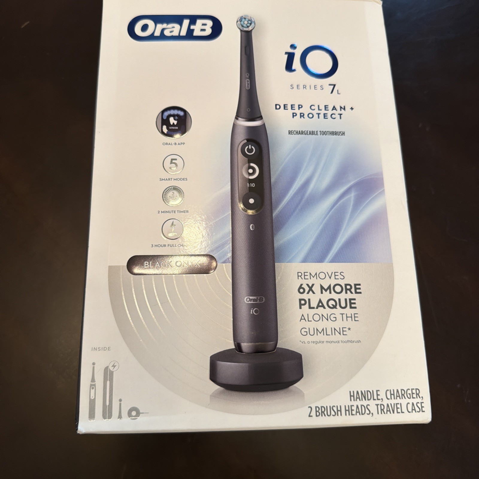 Oral-B iO Series 7L Electric Toothbrush 2 Brush Heads Black Onyx Open New Black
