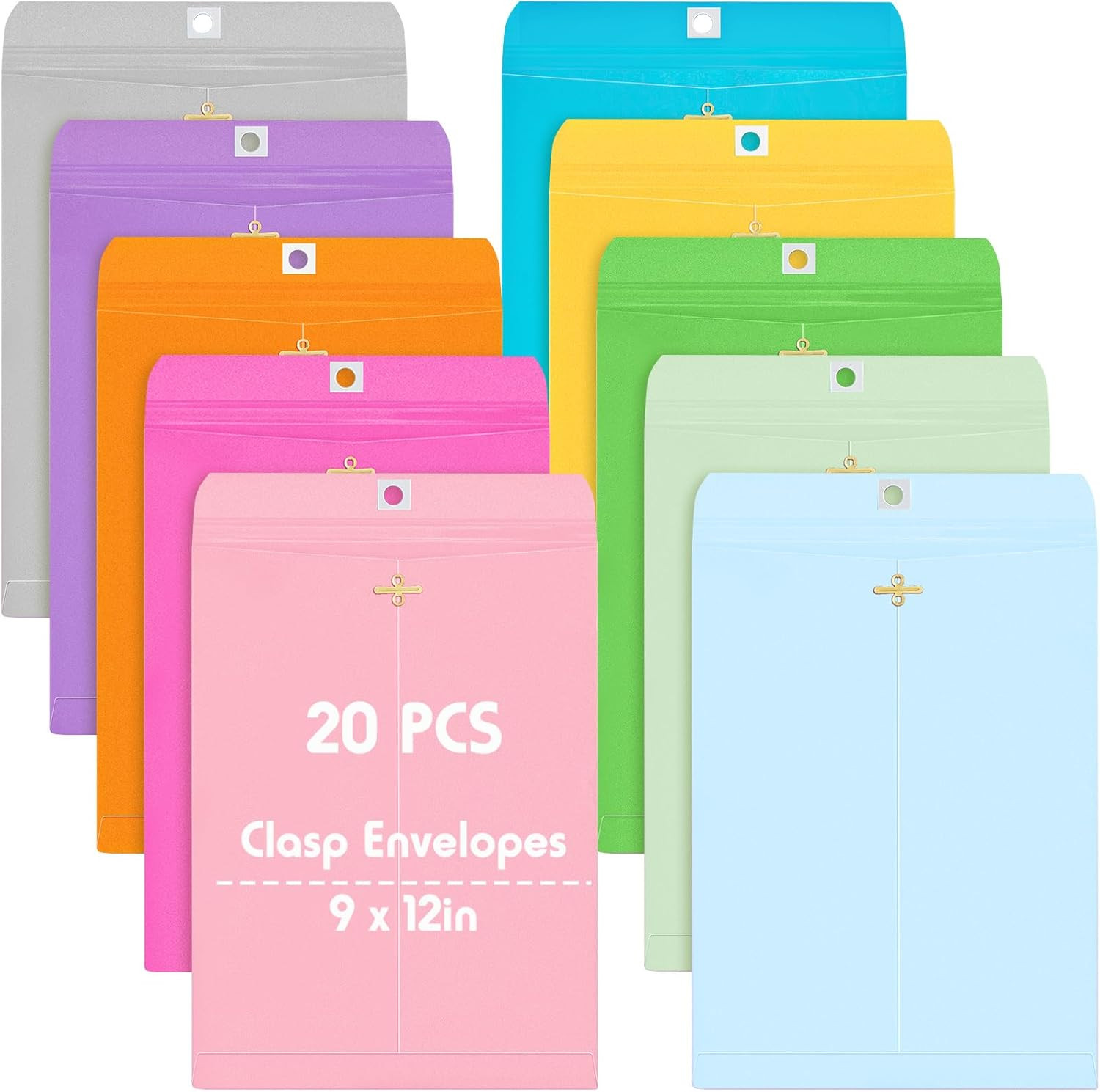 20 Pcs 9 X 12 Inch Clasp Envelopes Letter Size Mailing Envelopes with Clasp Clos
