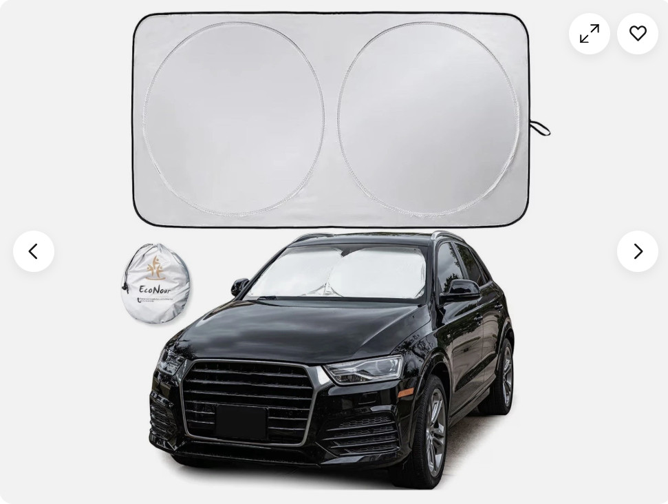 EcoNour Car Windshield Sun Shade Small 59"x29" Sports Model, Small Sedan, Coupe