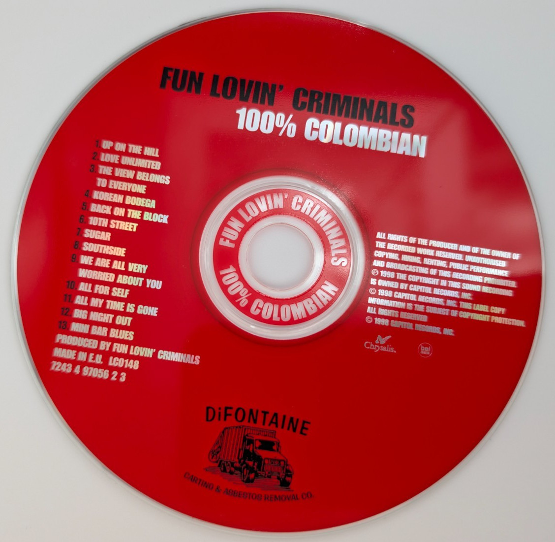 100% Columbian Fun Lovin' Criminals CD 1998 7243 4 97056 2 3 NO CASE NO ARTWORK