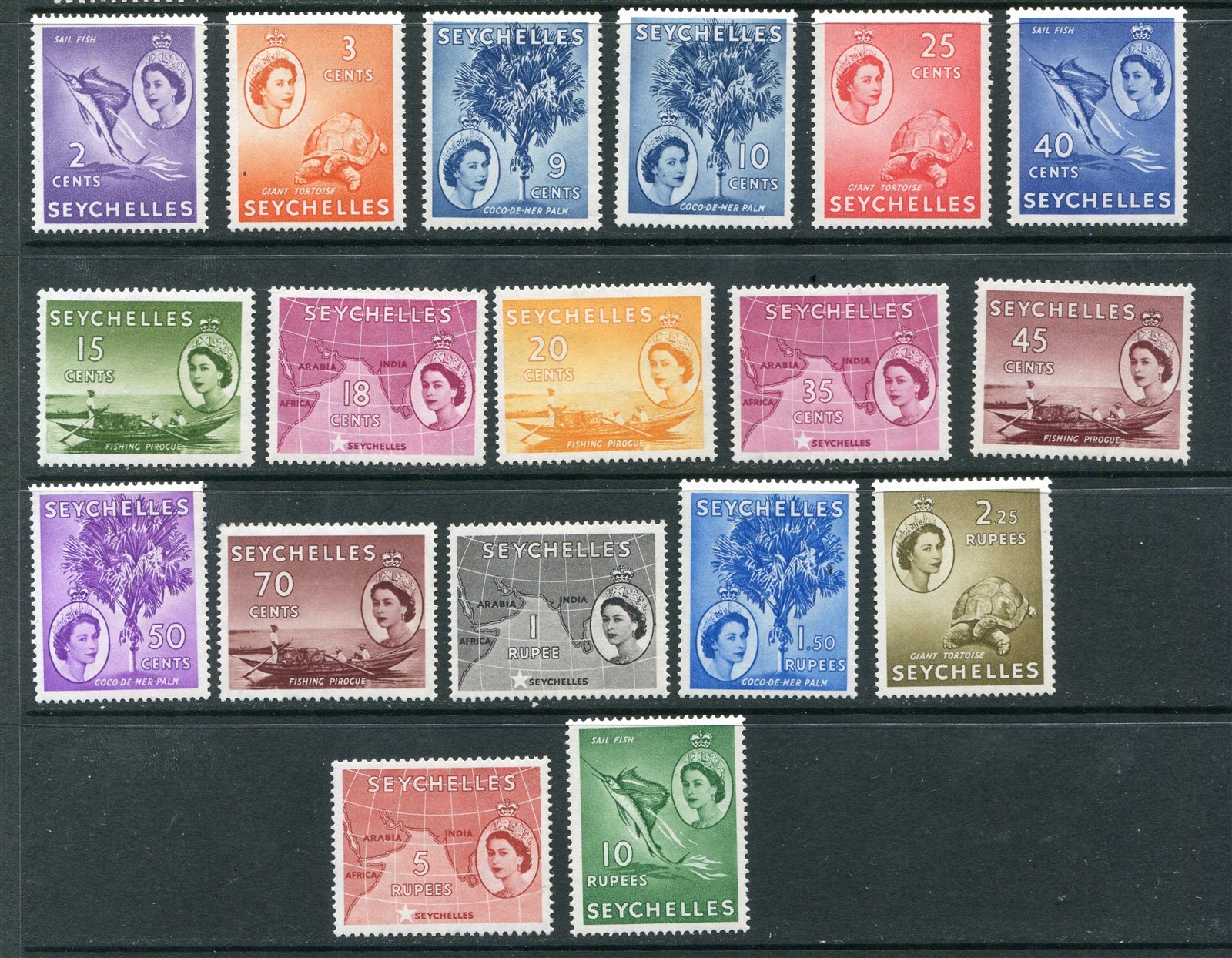 Seychelles #173-190 Elizabeth II Complete Set [Mint Hinged]