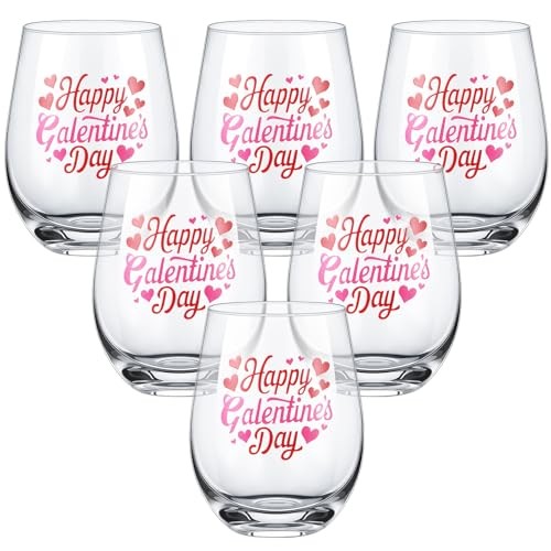 6 Pcs Galentines Gang Wine Glasses 18.6oz Happy Galentines Galentines Day
