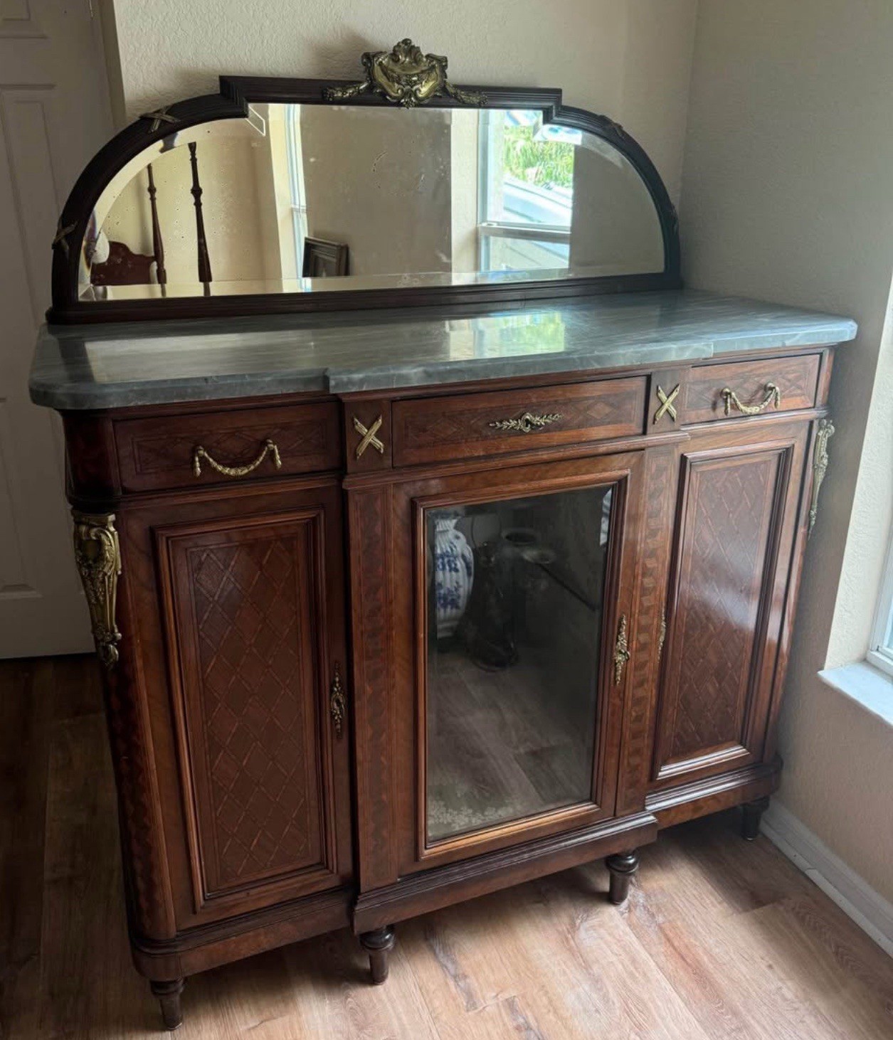 Antique Ormolu French SIDEBOARD with Argentum mirror circa 1915
