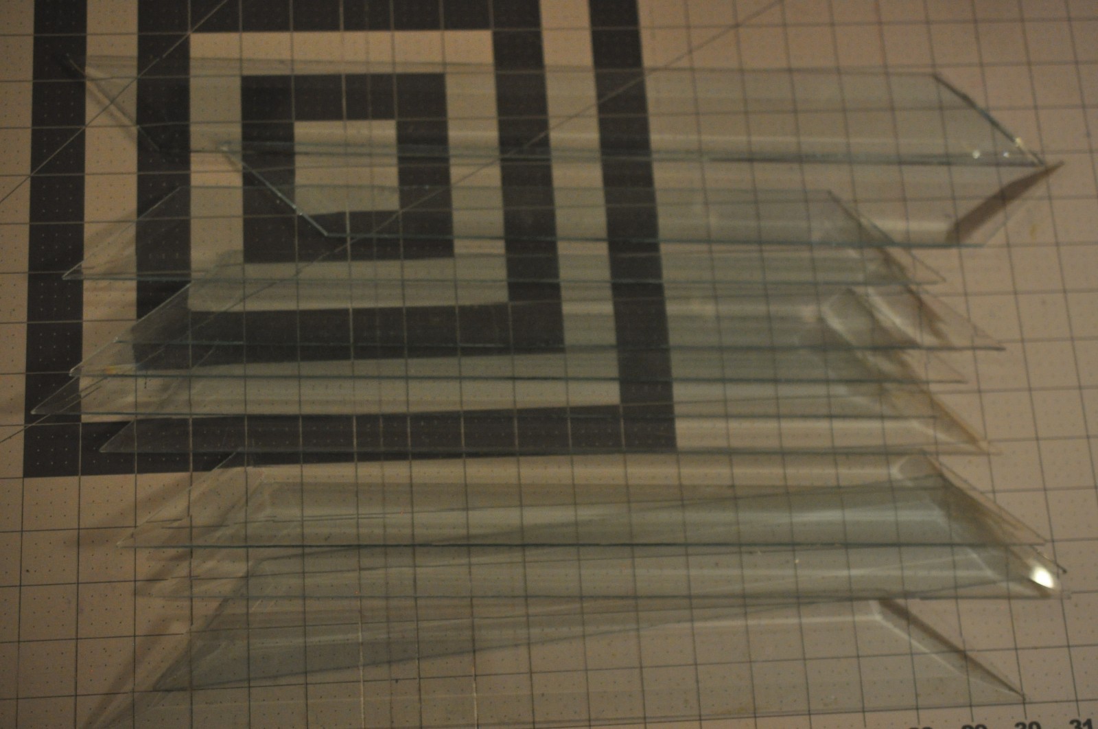 Lot of 12 Approximately 17" Clear Stained Glass Supplies Bevels 2 Inch Wide