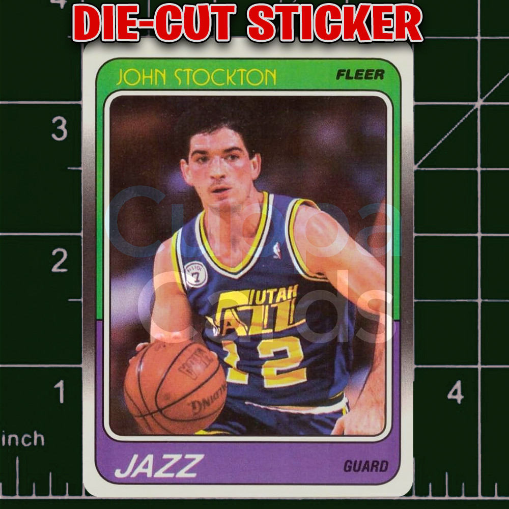 John Stockton, 1988-89 Fleer Rookie Card RC #115 | Die-Cut Replica Sticker