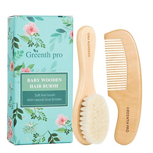 Baby Hair Bush and Comb Set -Nature Lotus Wood with Soft Goat Bristle and Pear 