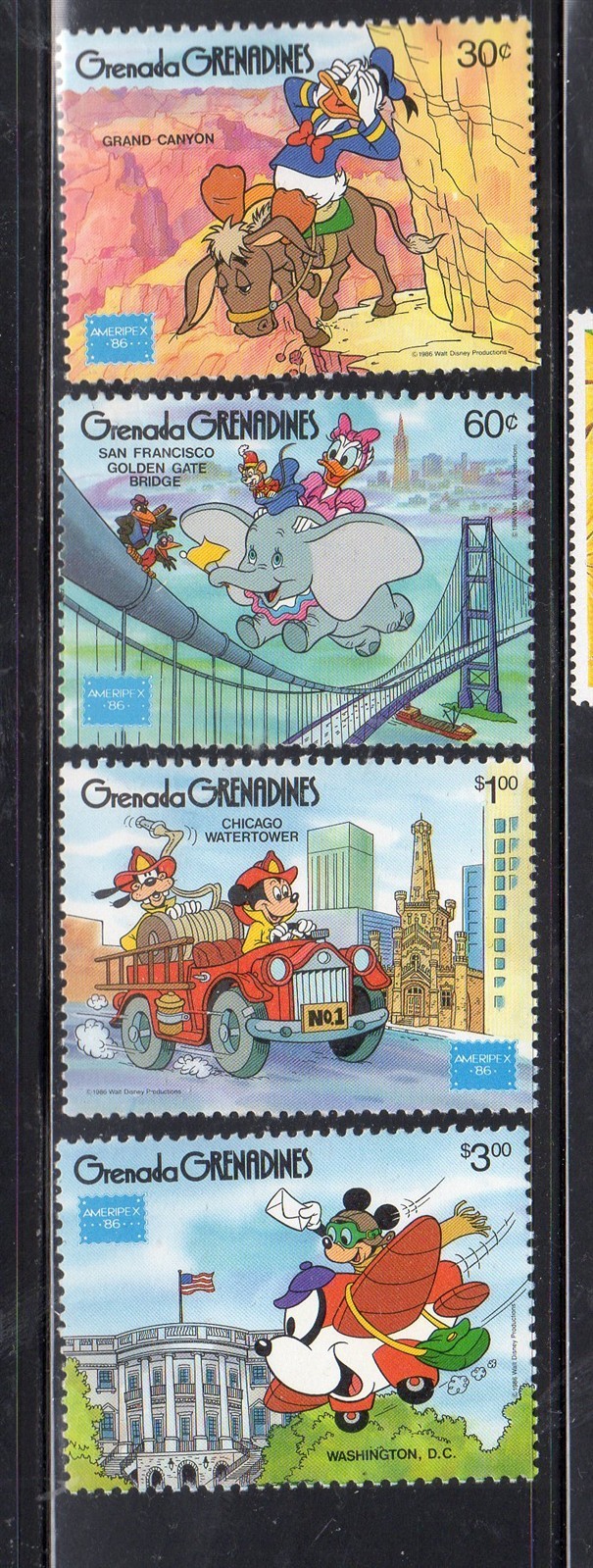 GRENADA GRENADINES #753-756 1986 WALT DISNEY VISITING MINT VF NH O.G 