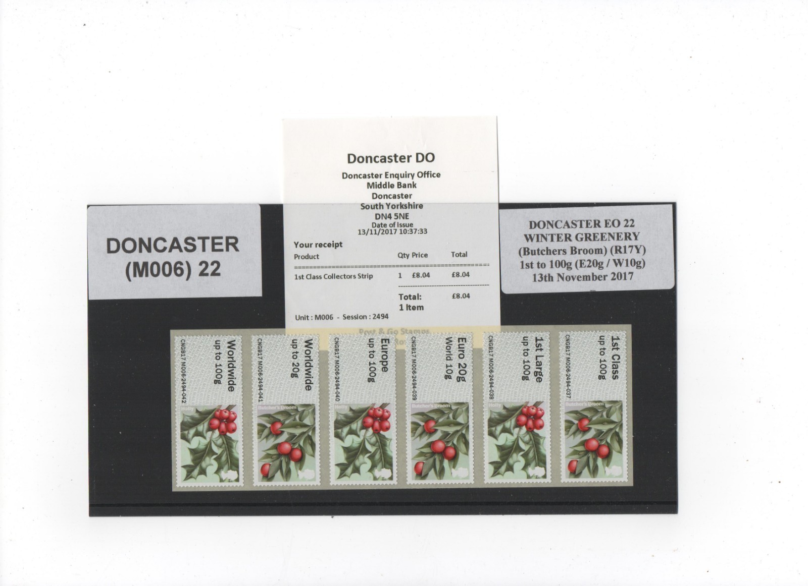 POST GO DONCASTER EO/DO M006 WINTER GREENERY R17YAL BROOM COL STRIP 6 to 100g/DV