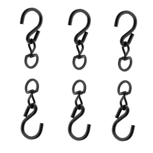 6pcs Black Swivel Plant Hook 360 Degrees Swivel Extensions Spinners Heavy Duty 