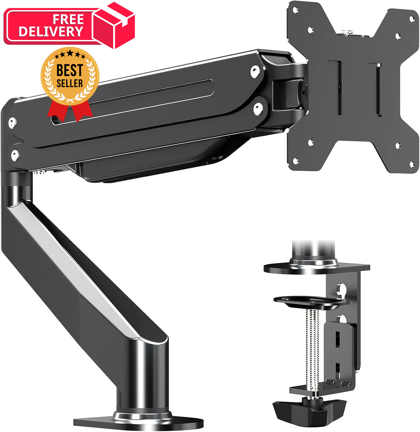 Suptek Monitor Mount Gas Spring Arm Desk Fully 17"-35", black 