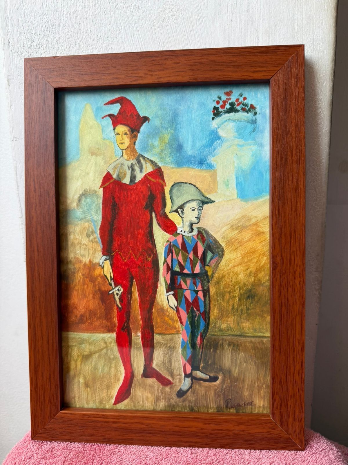 pablo picasso , framed oil painting on wood, sealed and signed.